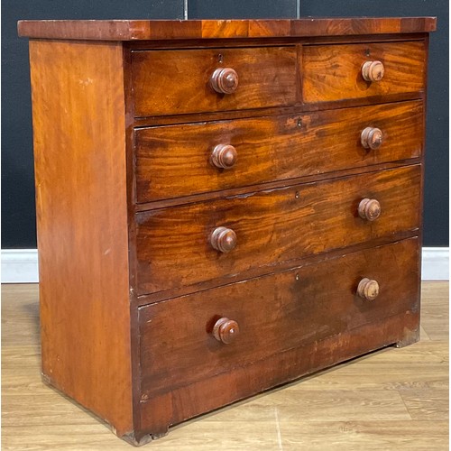 220 - A Victorian mahogany chest, of two short and three long graduated drawers, 96.5cm high, 105.5cm wide... 