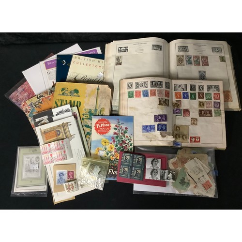 407 - Stamps - a box of material, including five QEII year packs, 1986 - 91, less (1987), four schoolboy a... 