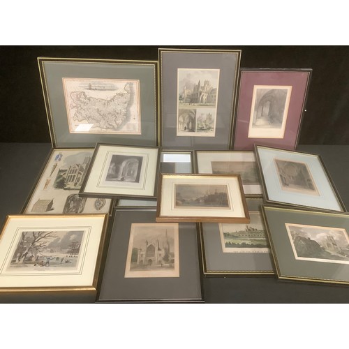 430 - A collection of 19th century and later engravings, including Norwich Cathedral, Ely Cathedral, Tewke... 