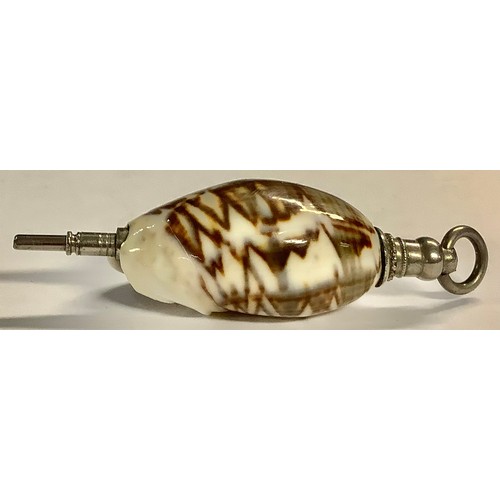 475 - A 19th century cowrie shell propelling pencil, 4.5cm long