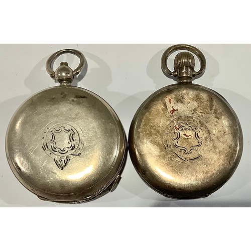 494 - A Stayte hallmarked silver pocket watch; another, A.W. Co Waltham Mass hallmarked