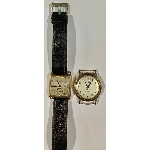 521 - A 9ct gold gentleman's wristwatch, the back 4.3g; another (2)