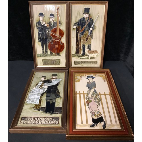 542 - Archietectual Salvage - four double sets of tile frames, various designs including Victorian News Ve... 