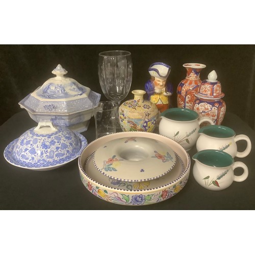 553 - Collection of ceramics, including Royal Crown Derby, Japanese Imari ware, Poole, Denby, Edwardian cu... 