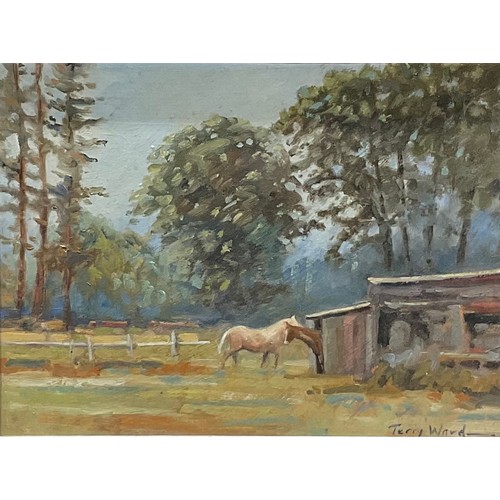 571 - Terry Ward 
Horses in Dappled Sunlight
signed, oil on board, 14cm x 19cm