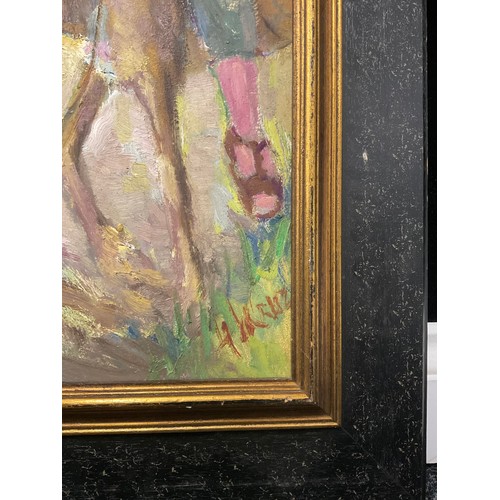 584 - Neo-impressionist school, Don Quixote
signed, oil on board
71cm x 58cm