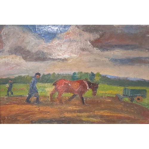 585 - W Picket 1924 
Ploughing Scene  
signed, impressionist oil