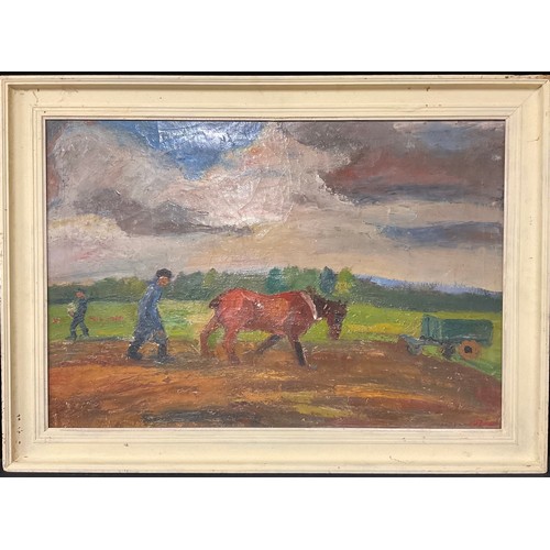 585 - W Picket 1924 
Ploughing Scene  
signed, impressionist oil