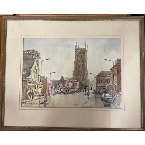 589 - Pictures and Prints - Phillip Burrows Smith, Queen Street, Derby, signed, watercolour, 34cm x 47.5cm... 