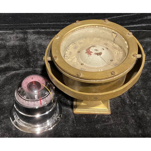 300A - Maritime Interest - a brass gimballed ships compass; a modern gimballed compass (2)