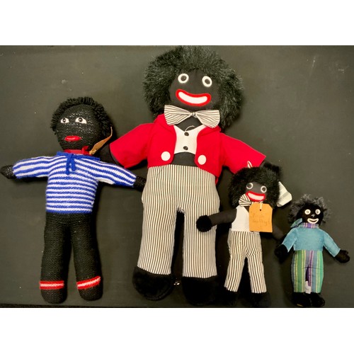 62 - A Merrythought stuffed golly, stripped trousers, 25cm high;  others Posh Golly, Embrace etc (4)

The... 