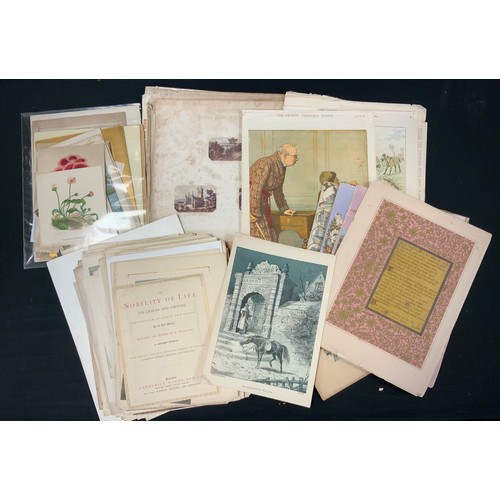 80 - A folio of Victorian scrapbook pages, engravings, and lithographs - Le Blond, Baxter, etc, mostly 19... 