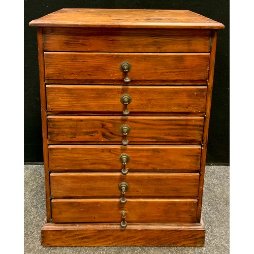 85 - A pine table-top collector’s chest / cabinet, six shallow drawers, 60.5cm high x 43.5cm wide x 34.5c... 