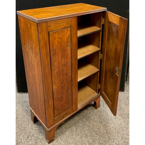 90 - A Victorian mahogany hall cupboard, pair of doors enclosing three tiers of shelving, bracket feet, 1... 