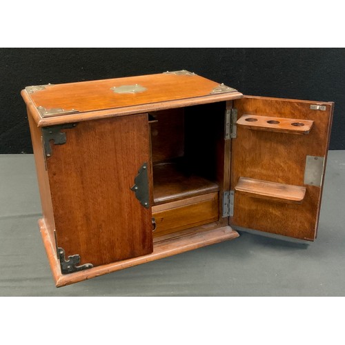 91 - A 20th century wooden, metal-bound, smokers cabinet, 28cm x 30cm