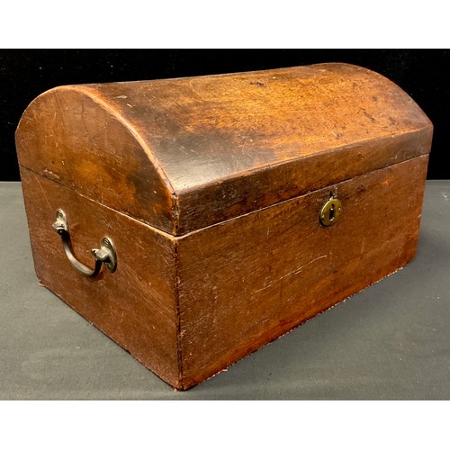 93 - A 19th century mahogany Dome-top work box / jewellery box, brass handles to sides, 20cm high x 32.5c... 