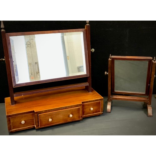 102 - A early 20th century dressing table mirror, 57cm high, toilet mirror (2)