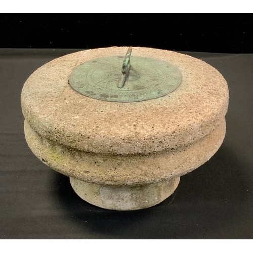 111 - A reconstituted stone sun dial, 22cm dia