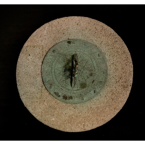 111 - A reconstituted stone sun dial, 22cm dia