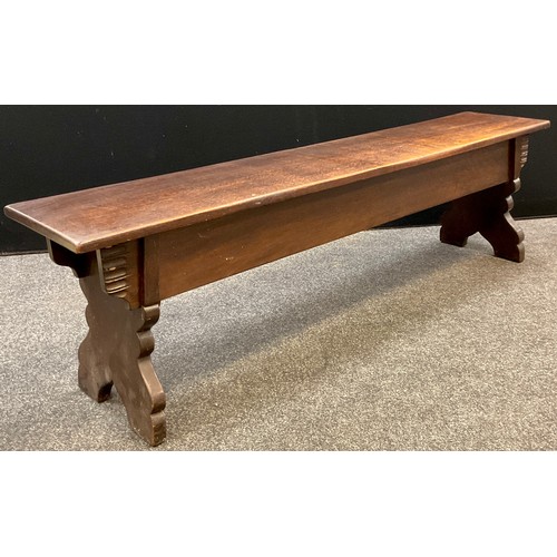 117 - A 19th century style oak chest bench, single oak plank hinged seat, lifting to coffer compartment, 4... 