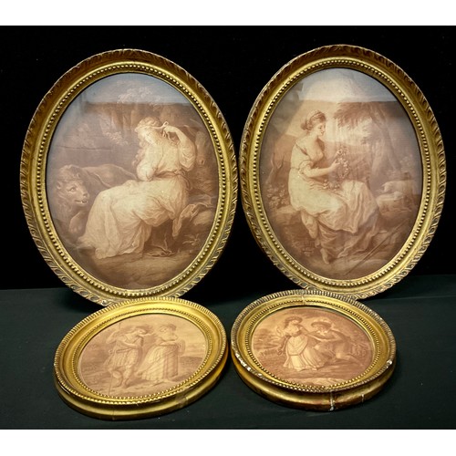 122 - Prints - circle of Angelia Kuaffmann (1741-1807),  after, a pair of sepia oval prints, Una and the L... 