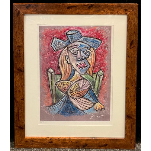 126 - Pablo Picasso, after, Seated Woman, limited edition, number 29/300, lithograph, 41cm x 29.5cm