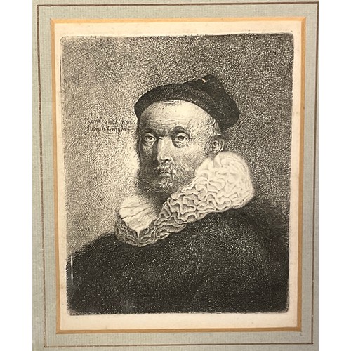 142 - Engravings & Etchings - Rembrandt, after, portrait of Joseph Longhi; others , Pietro Anderloni, Scip... 