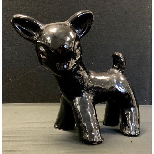 152 - A large Bourne Denby Danesby Ware lamb, in black gloss glaze, 27.5cm high, unmarked, c.1930.