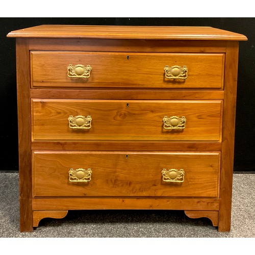 153 - An early 20th century walnut chest of three graduated long drawers, 82.5cm high x 91.5cm wide x 47cm... 