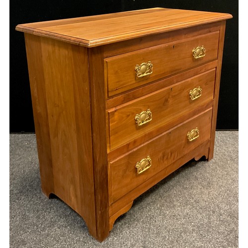 153 - An early 20th century walnut chest of three graduated long drawers, 82.5cm high x 91.5cm wide x 47cm... 