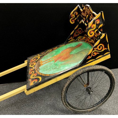 295 - A bespoke-made painted cart, 131cm high x 231cm long x 81cm wide.