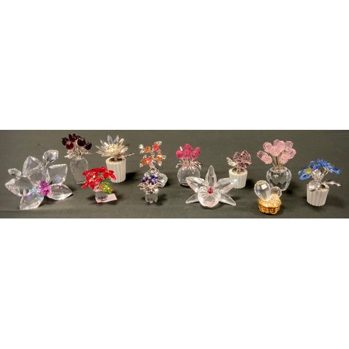 387 - Swarovski Crystal and similar models -  Pink and Red Roses, Tulips, Orchid, Cactus etc (12)