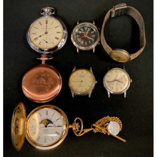 417 - Watches - Spirit of St Louis watch head, others Ntara, Timex, Limit;  Roamer quartz half hunter case... 