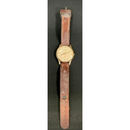 418 - A 1960s Trebex 9ct gold cased presentation wristwatch, silvered dial, Arabic numerals, subsidiary se... 