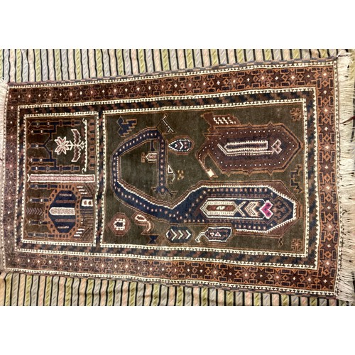 109 - A hand knotted Middle Eastern, possibly Afghan rug, 82cm x 142cm; other throw or drape (2)