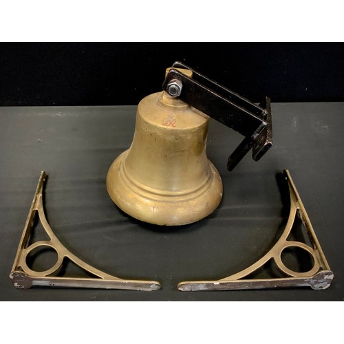 301A - A large brass wall mounting school bell, from a North Derbyshire school possibly Clay Cross, GvR cas... 