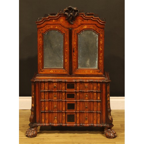 1573 - Miniature Furniture - an unusual 19th century Dutch marquetry arc-en-arbalète enclosed collector’s s... 