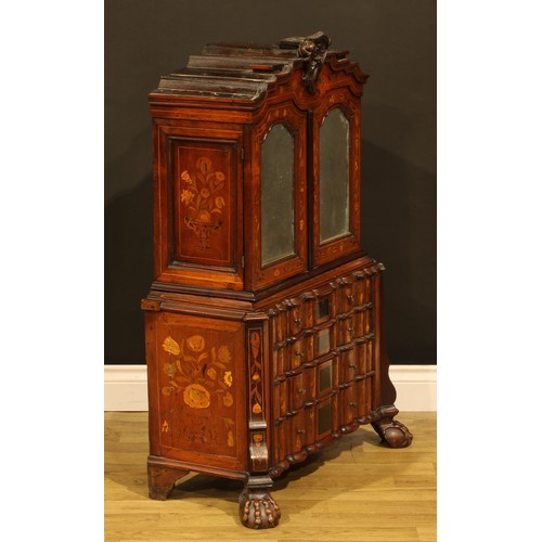 1573 - Miniature Furniture - an unusual 19th century Dutch marquetry arc-en-arbalète enclosed collector’s s... 