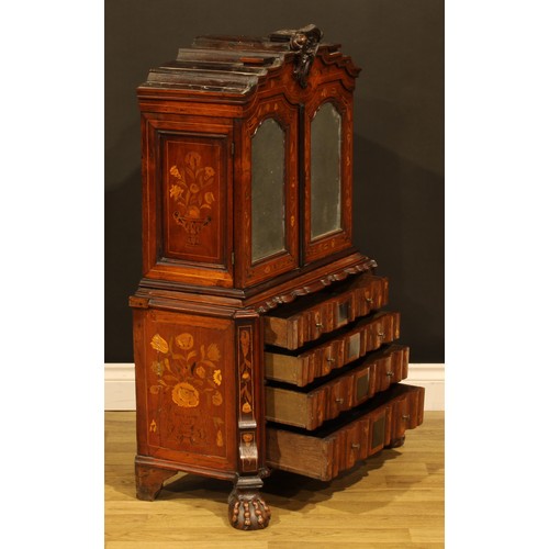 1573 - Miniature Furniture - an unusual 19th century Dutch marquetry arc-en-arbalète enclosed collector’s s... 