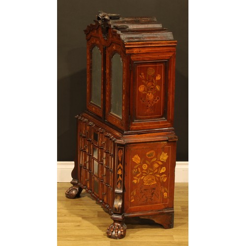 1573 - Miniature Furniture - an unusual 19th century Dutch marquetry arc-en-arbalète enclosed collector’s s... 