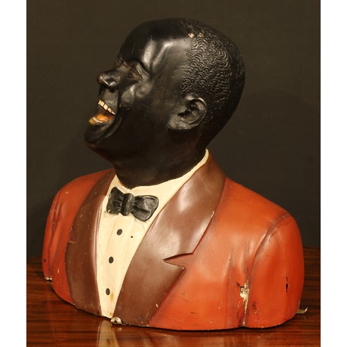 2166 - Interior Design - a painted polymer prop bust, of Satchmo Louis Armstrong, the American jazz trumpet... 