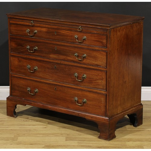 1663 - A George III mahogany bachelor’s chest, rectangular top above a slide and four long graduated cockbe... 