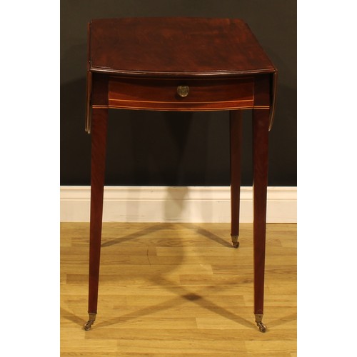 1277 - A ‘George III’ mahogany Pembroke table, oval top with fall leaves above a single frieze drawer, blin... 