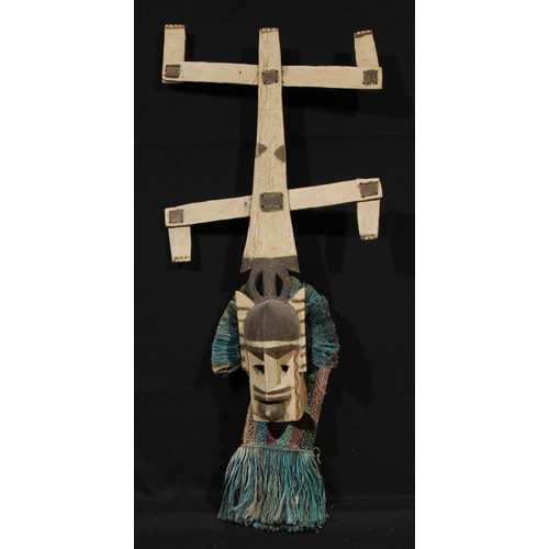 2534 - Tribal Art - a Dogon kanaga mask, for wear at the dama collective funerary rite, typical double-barr... 