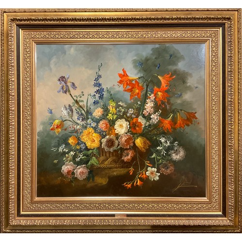 1194 - Marterell (20th century Continental School), 'Still-Life, Summer Flowers', signed, oil on canvas, 73... 