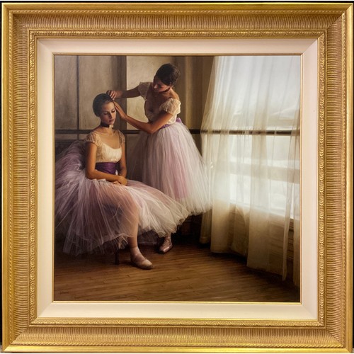 1055 - Douglas Hofmann (American, bn. 1945) 
Final Touch, The Dancers before the Ballet
signed, oil on boar... 