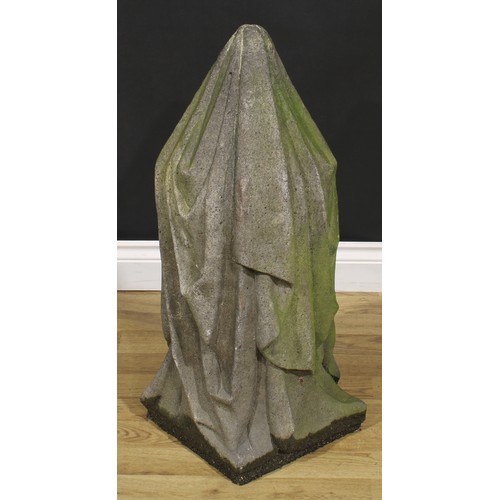 1516 - A large granite draped urn, 76cm high, the base 28cm square