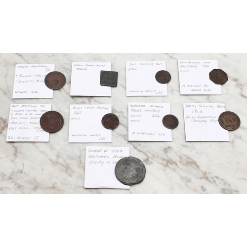 2638 - Tokens - Evasion halfpenny, c.1795, Princeps Walliae, Delectat Rus (Withers 426); Lead Communion Tok... 