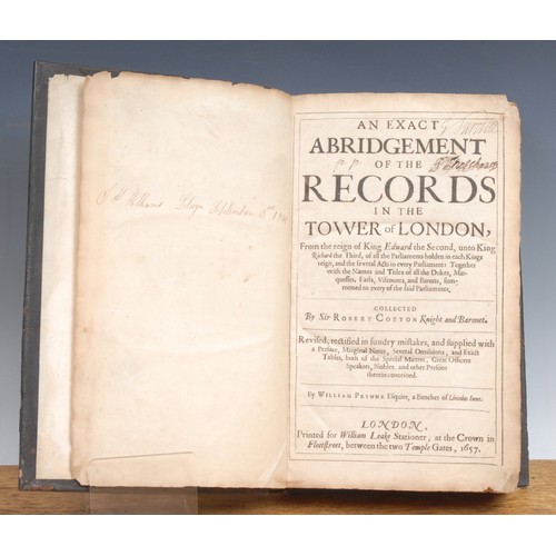 2775 - History, British – Cotton (Sir Robert, 1st Bt., 1571-1631), An Exact Abridgement of the Records in t... 