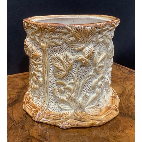 90 - A 19th century Brampton salt glazed stoneware two-handled tobacco jar and cover, impressed R H BRENA... 